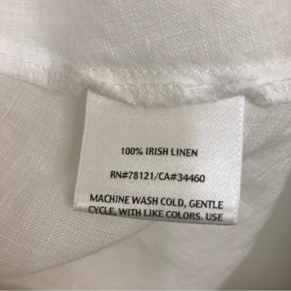 Linen Tunic, White, Long Sleeve, Button up and Cruise Ready by Eileen Fisher - Picture 10 of 11